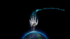 Text hands Earth