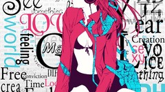 Text headphones glasses tie sitting sunglasses shirts pink hair 