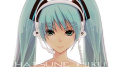 Text headphones white background faces long hair anime girls 