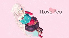 Text Hearts pink background I Love You white hair belts skirts 