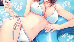 Text ice cream Beaches anime girls brown eyes brunettes short 