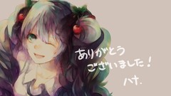 Text Japanese cherries smiling hatsune miku vocaloid wink