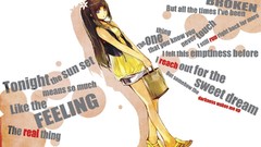 Text long hair anime girls brunettes