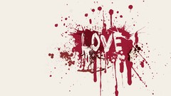 Text love white background paint splatter