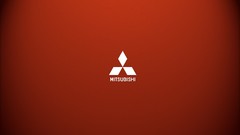 Text Mitsubishi red background minimalistic digital art 