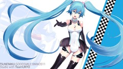 Text navel gloves blue hair long hair anime girls blue eyes 