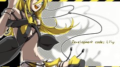 Text navel wires blondes skirts long hair blue eyes vocaloid 