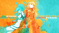 Text orange sitting long hair anime girls short hair asuka 