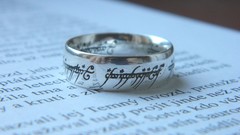 Text paper rings writing the lord of the rings