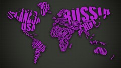 Text purple abstract Typography 3d cgi world map