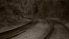 Text railroad tracks monochrome