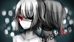 Text red eyes faces anime girls short hair vocaloid 