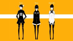 Text Shoes dress chains smiling anime girls short hair 