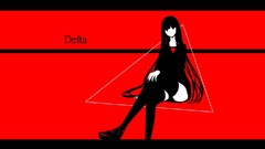 Text Shoes red background sitting skirts smiling long hair 