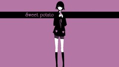 Text Shoes Shorts jackets anime girls short hair purple 