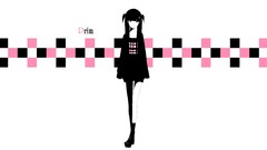 Text Shoes white background socks Shorts blouse long hair anime 