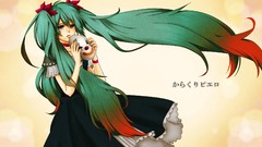 Text tears dress masks long hair green eyes crying hatsune miku 