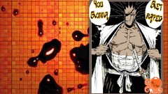 Text tiles bandages bleach Zaraki Kenpachi eyepatch blood 