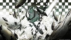 Text weapons cross debris Anime navel Shorts Swords chains 