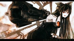 Text weapons dress tongue bows chains long hair anime girls 