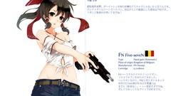 Text weapons Guns jeans white background navel red eyes bows 