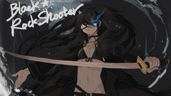 Text weapons Katana Swords blue eyes black rock shooter black 