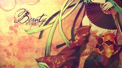 Text weapons Katana Swords fans long hair green eyes hatsune 