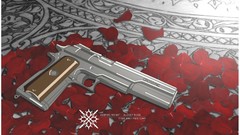 Text weapons pistols flower petals vampire knight M1911