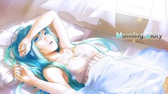 Text windows dress blanket beds curtains pillows long hair 