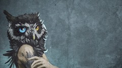 Textures Animals abstract human blue eyes yellow eyes Owls 