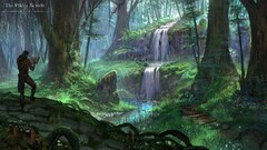 the elder scrolls online artwork waterfall forest video games