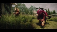 the elder scrolls v skyrim video games bow sword Women horns