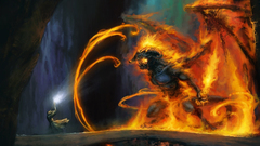 the lord of the rings Balrog Gandalf Moria fantasy art battle