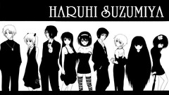 the melancholy of haruhi suzumiya monochrome anime girls Anime