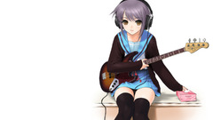 the melancholy of haruhi suzumiya nagato yuki guitar Anime Women