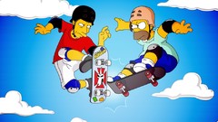 The Simpsons hawk Homer Simpson skateboards