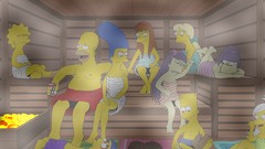 The Simpsons Sauna steam Homer Simpson Bart Simpson Lisa 