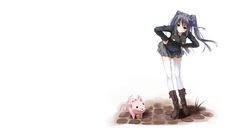 Thigh highs twintails pigs