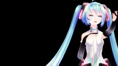 Tie 3d long hair hatsune miku bangs vocaloid bare shoulders 