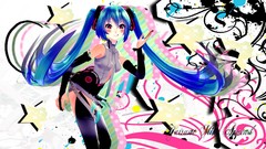 Tie 3d tongue blush blue hair long hair hatsune miku vocaloid 