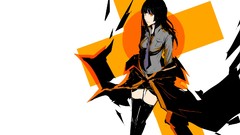 Tie anime girls brunettes orange eyes