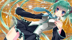 Tie anime girls hatsune miku vocaloid twintails thigh highs