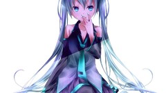 Tie blue eyes hatsune miku vocaloid twintails Simple Background 