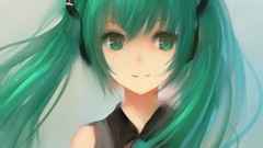 Tie blue hair long hair anime girls green eyes hatsune miku 