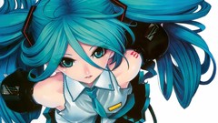 Tie blue hair long hair anime girls hatsune miku vocaloid soft 