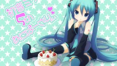 Tie cakes skirts long hair anime girls hatsune miku vocaloid 