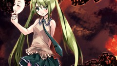 Tie chains masks anime girls hatsune miku vocaloid green hair 
