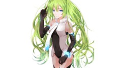 Tie gloves long hair hatsune miku vocaloid green hair miku 