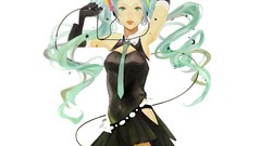 Tie gloves skirts long hair green eyes hatsune miku vocaloid 