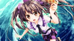 Tie hats long hair anime girls brunettes touhou twintails hair 